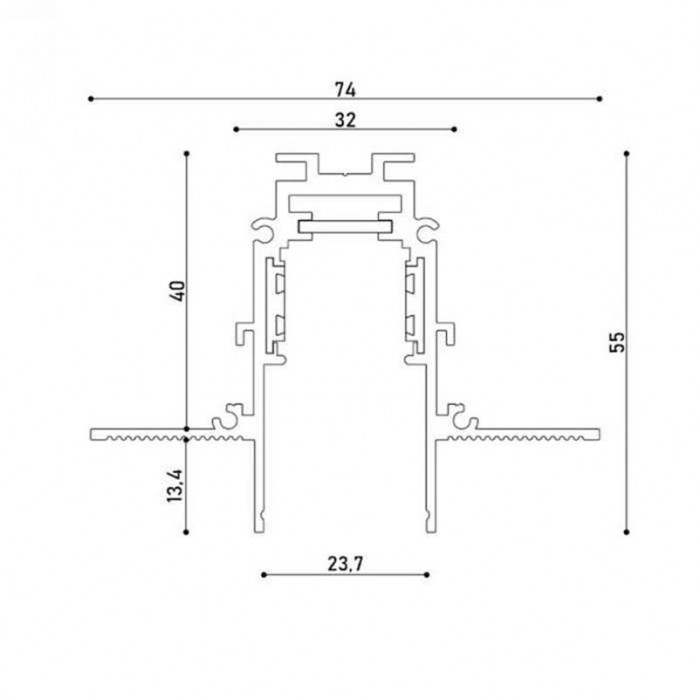 Магнітний врізний шинопровід 2м Kloodi KLOODI_KDMG-TRX 2M BK чорний під 12,5мм гіпсокартон