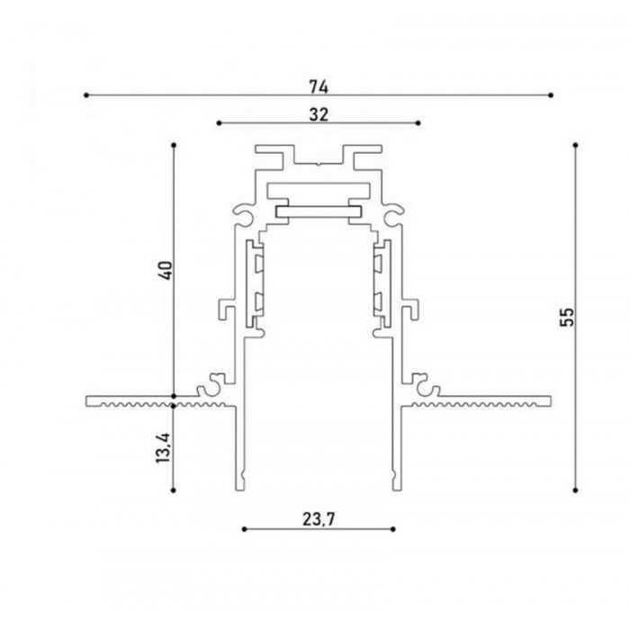 Магнітний врізний шинопровід 3м Kloodi KLOODI_KDMG-TRX 3M BK чорний під 12мм гіпсокартон