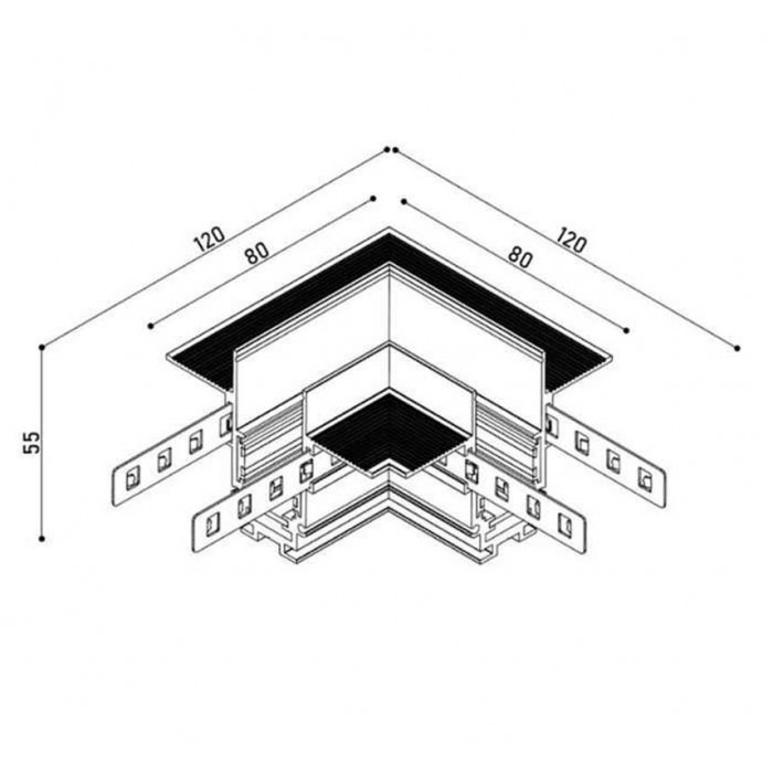 Кутове з'єднання врізного треку Kloodi KLOODI_KDMG-TRX ZM BASE 90 BK