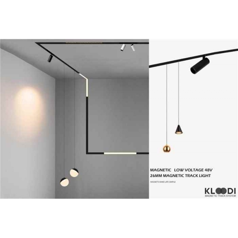 Магнитный врезной шинопровод 2м Kloodi KDMG-TR 2M BK Recessed