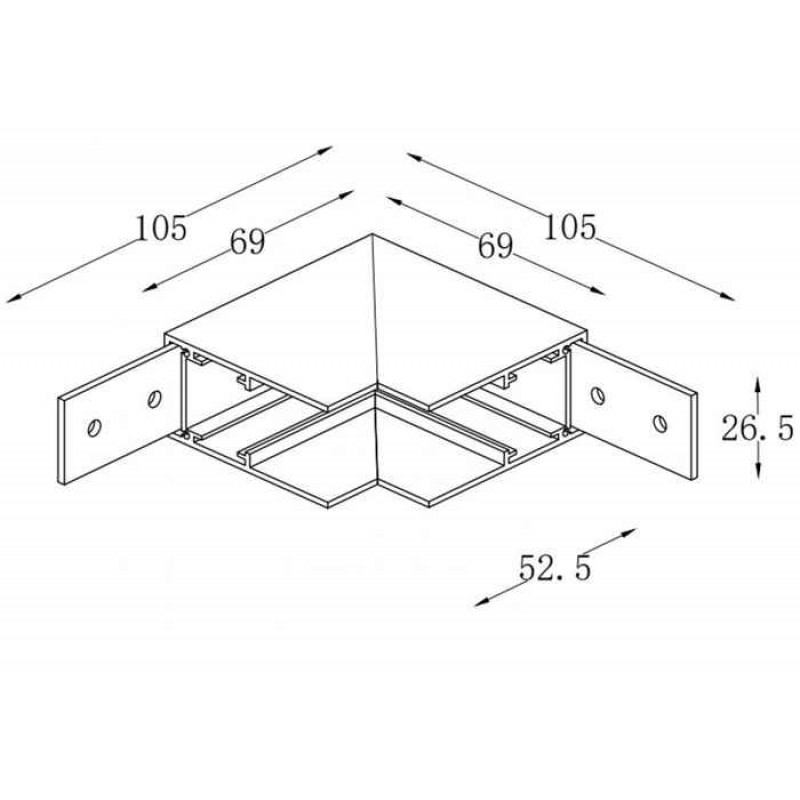 Угловое соединение Kloodi KDMG-ZM 90 V Recessed