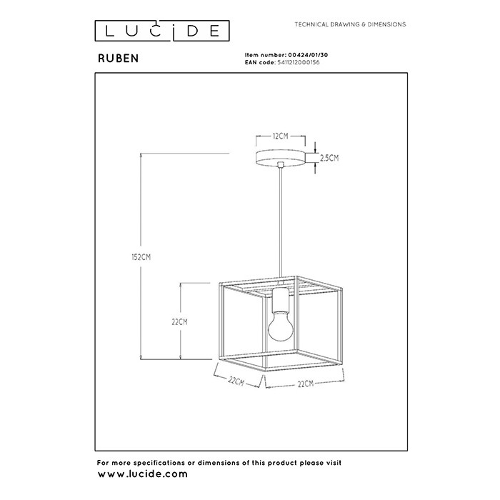 Підвісний світильник Lucide 00424/01/30 Ruben