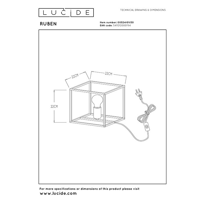 Настільна лампа Lucide 00524/01/30 Ruben