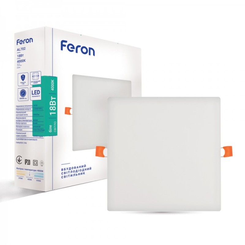 Точечный светильник Feron 1905 AL702, 18 Вт, 1800 лм, 4000K