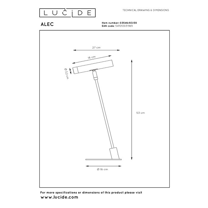 Настольная лампа Lucide 03546/03/30 Alec