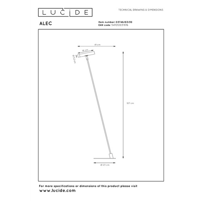Торшер Lucide 03746/03/30 Alec