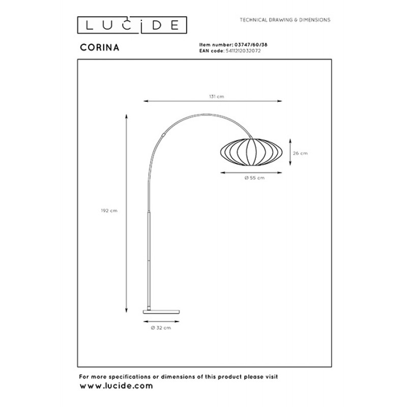 Торшер Lucide 03747/60/38 Corina