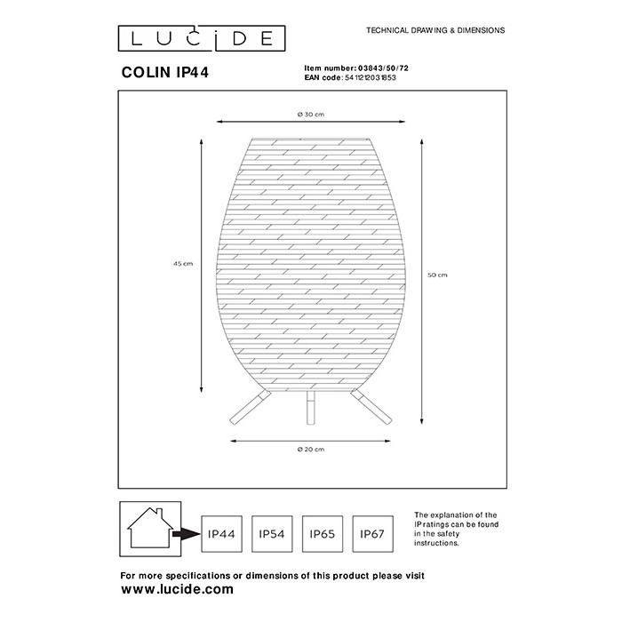 Настольная лампа Lucide 03843/50/72 Colin, 3 Вт, 180 лм, 3000K