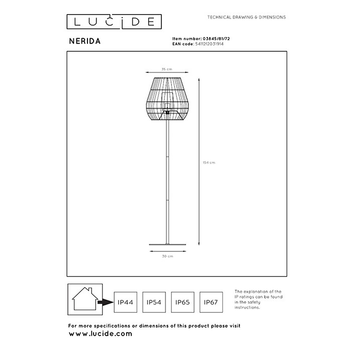 Торшер Lucide 03845/81/72 Nerida