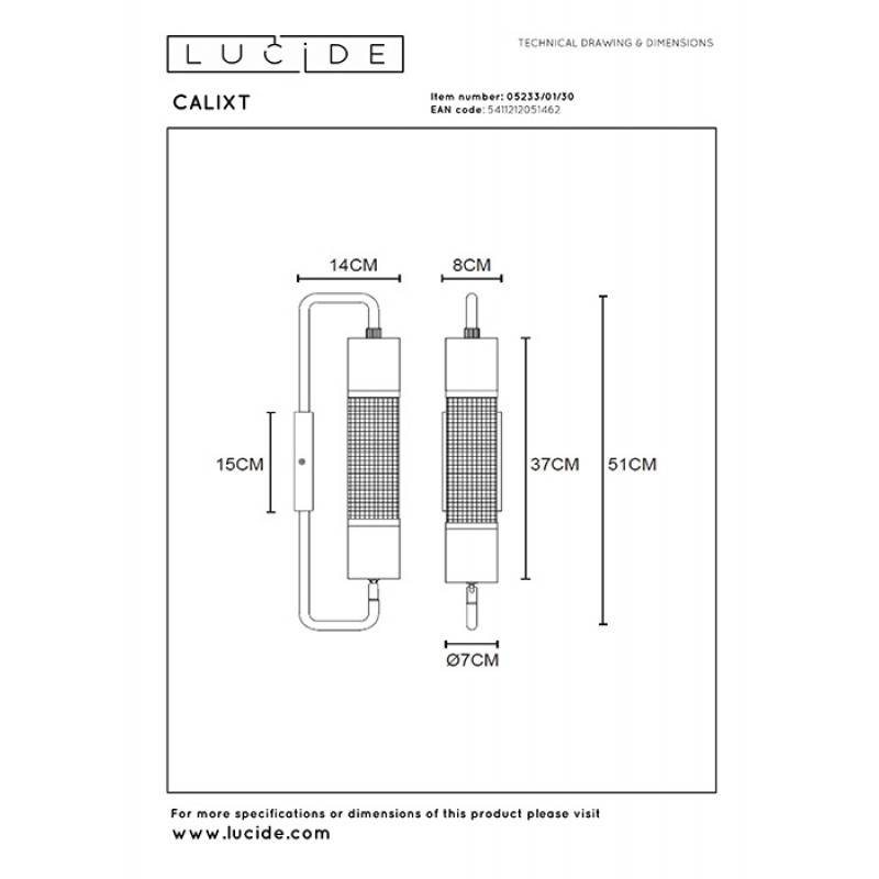 Бра Lucide 05233/01/30 Calixt