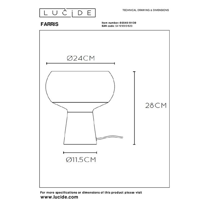 Настольная лампа Lucide 05540/01/30 Farris