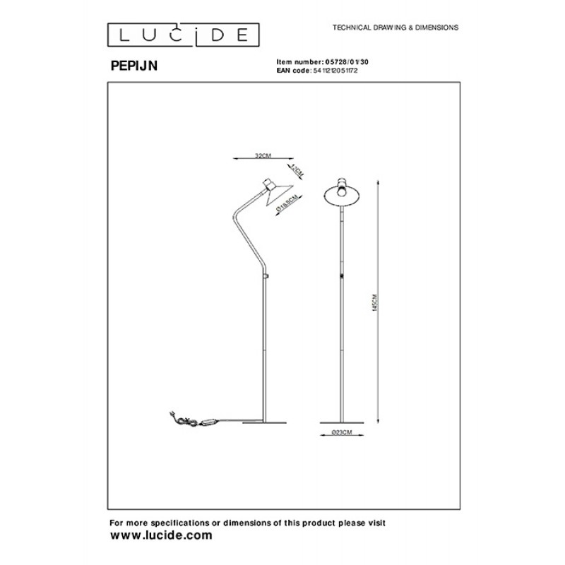 Торшер Lucide 05728/01/30 Pepijn