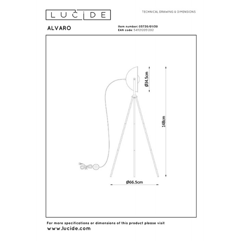 Торшер Lucide 05730/01/30 Alvaro