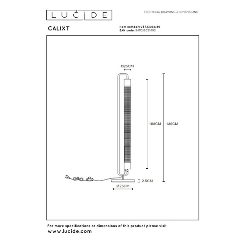 Торшер Lucide 05733/02/30 Calixt