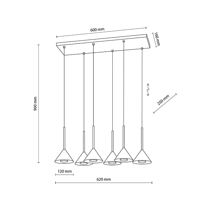 Подвесной светильник TK Lighting 10306 Cono Black Mini 6
