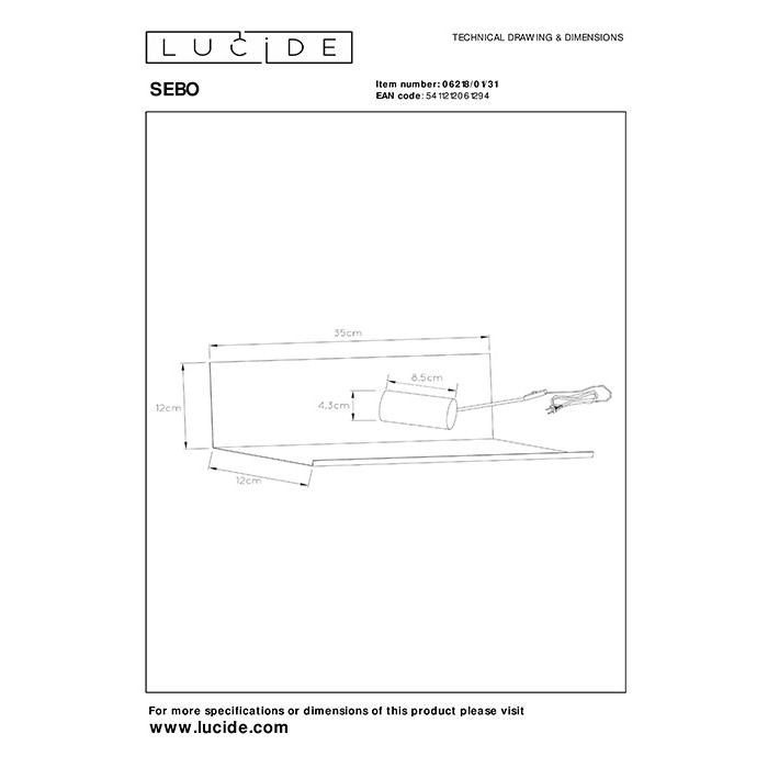 Настенный светильник Lucide 06218/01/31 Sebo