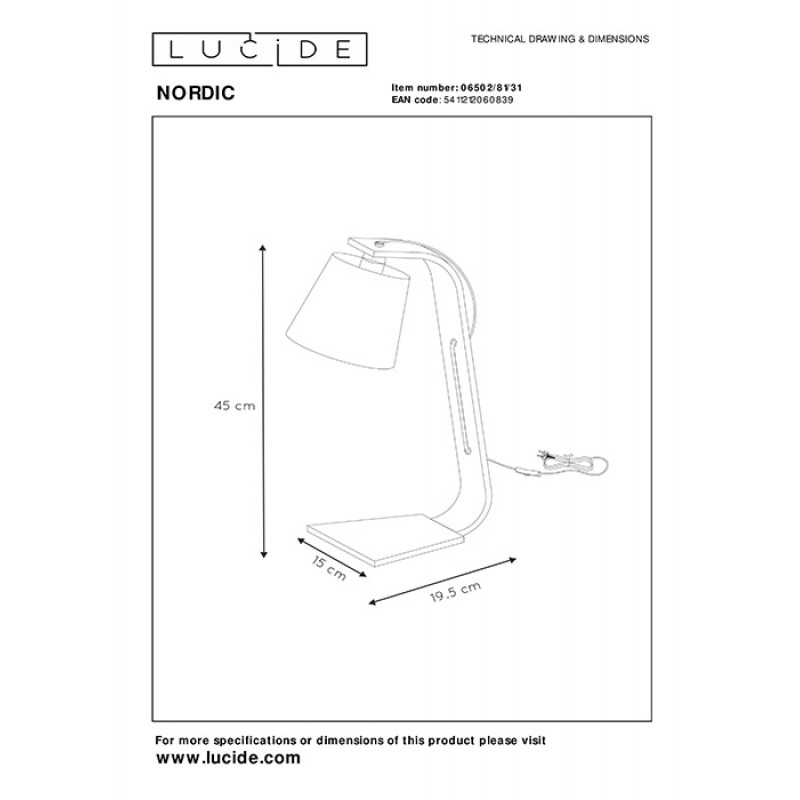 Настільна лампа Lucide 06502/81/31 Nordic
