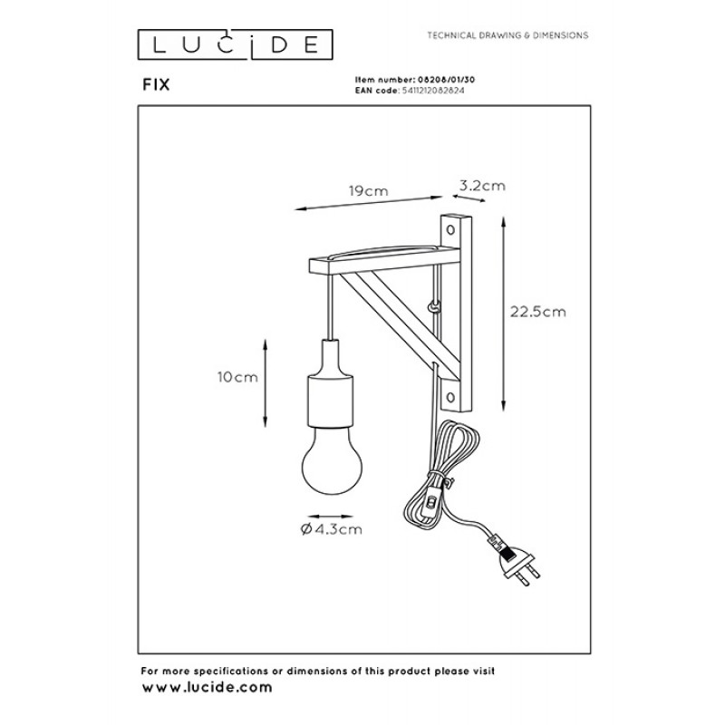 Бра Lucide 08208/01/30 Fix