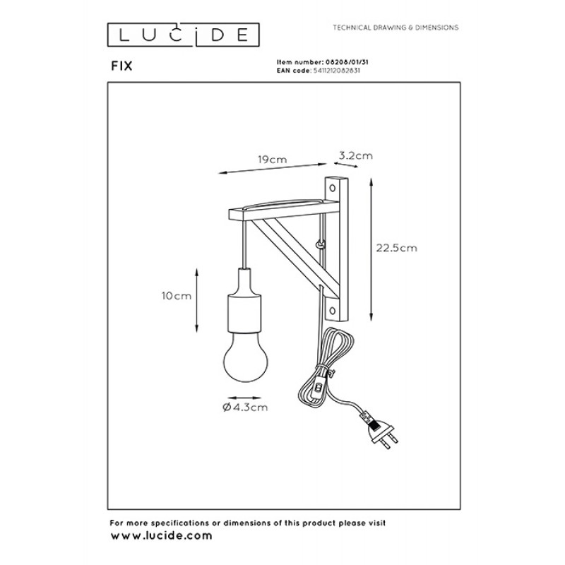 Бра Lucide 08208/01/31 Fix
