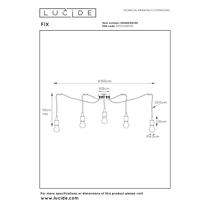 Люстра Lucide 08408/05/30 Fix Multiple