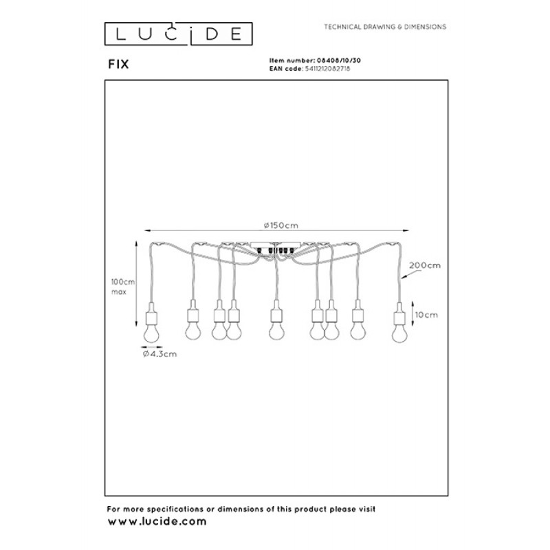 Люстра Lucide 08408/10/30 Fix Multiple