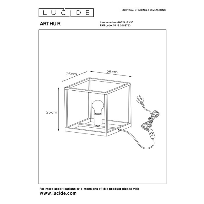 Настольная лампа Lucide 08524/01/30 Arthur