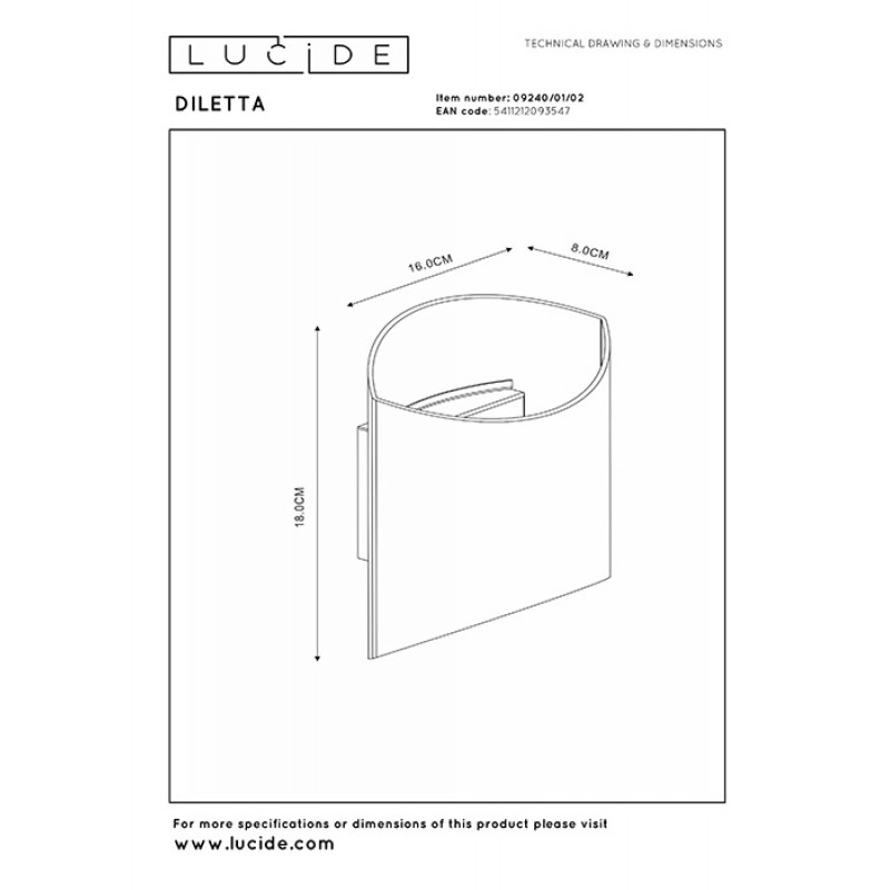 Настенный светильник Lucide 09240/01/02 Diletta