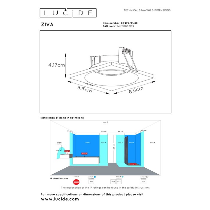 Точковий світильник Lucide 09924/01/30 Ziva