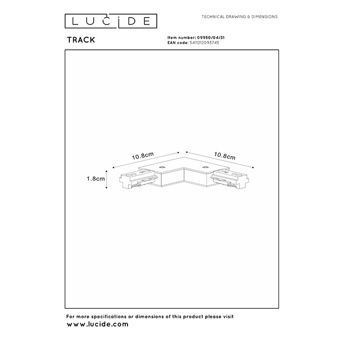 Кутове з'єднання 1 фаза Lucide 09950/04/31 Track