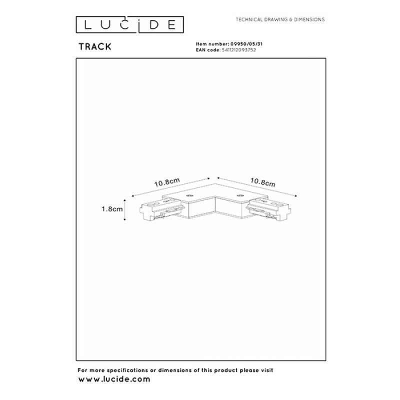 Угловое соединение 1 фаза Lucide 09950/05/31 Track