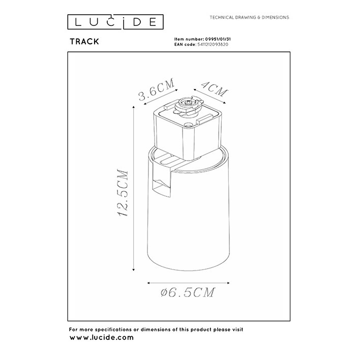 Трековий світильник Lucide 09951/01/31 Track