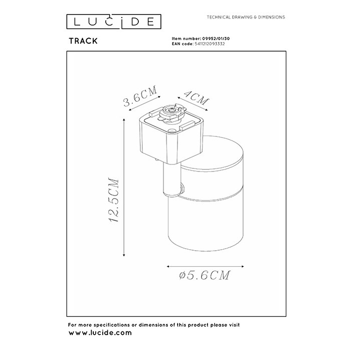 Трековий світильник Lucide 09952/01/30 Track