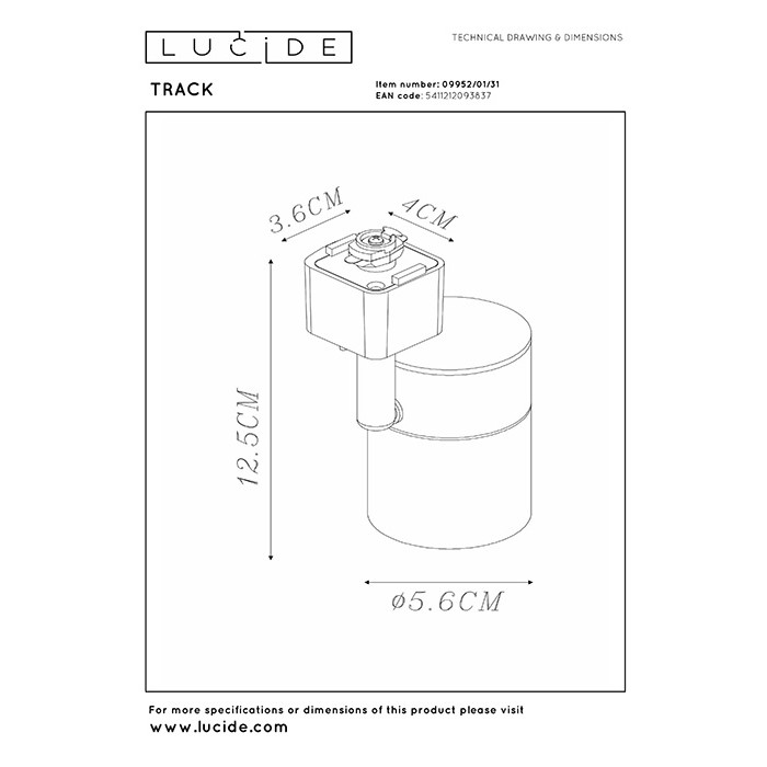 Трековий світильник Lucide 09952/01/31 Track