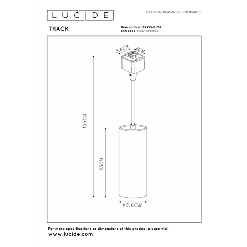 Трековый светильник Lucide 09955/01/31 Track