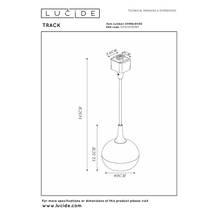 Трековий світильник Lucide 09956/01/30 Track