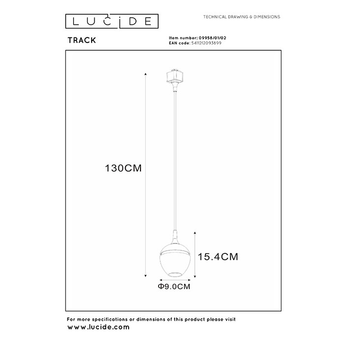 Трековий світильник Lucide 09958/01/02 Track