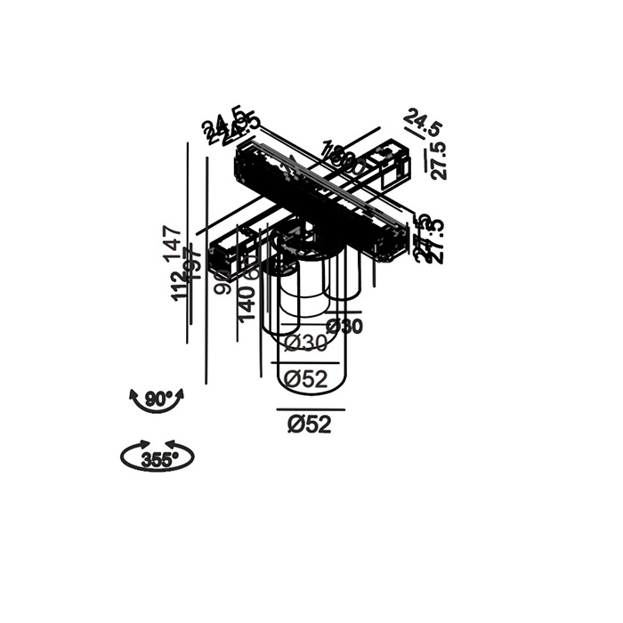 Светильник прожекторный LTX IN_LINE ZOOM S, 2-х групповой, ON/OFF, D30mm, H60mm, LED 5.4W, 4000K, белый/черный (06.0369.6.940.WH.2G)