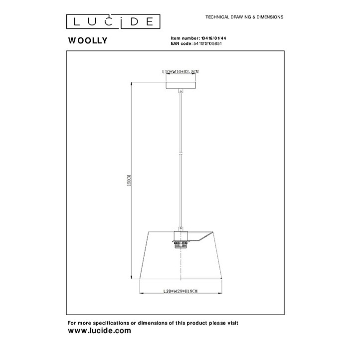 Подвесной светильник Lucide 10416/01/44 Woolly Подвесной светильник Lucide 10416/01/44 Woolly