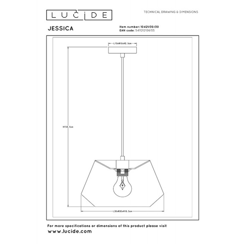 Подвесной светильник Lucide 10421/30/30 Jessica