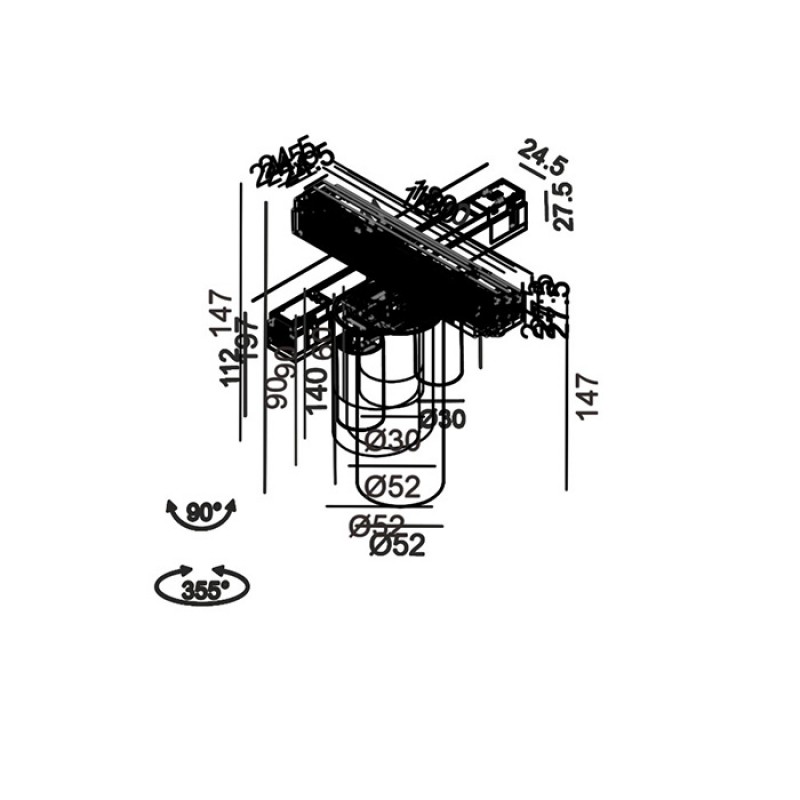 Прожекторный светильник LTX IN_LINE ZOOM DALI 4x, D52mm, H90mm, LED 13W, 4000K, черный (06.0599.13.940.BK.DALI.4x)