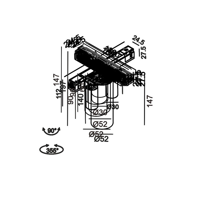 Светильник прожекторный LTX IN_LINE ZOOM, 2-х групповой, ON/OFF, D52mm, H90mm, LED 13W, 4000K, белый (06.0599.13.940.WH.2G)