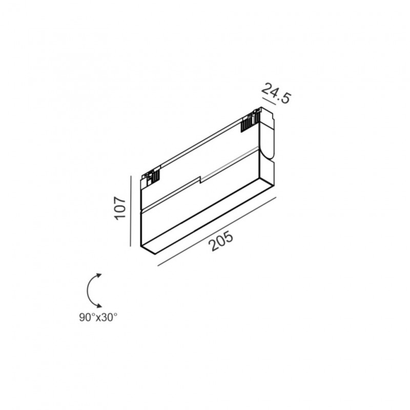 Светильник линейный LTX IN_LINE LINEA B 205 DALI 4x, L205mm, W24.5mm, H107mm, LED 6W, 4000К, опаловый/черный (06.2053.6.940.BK.DALI.4x)