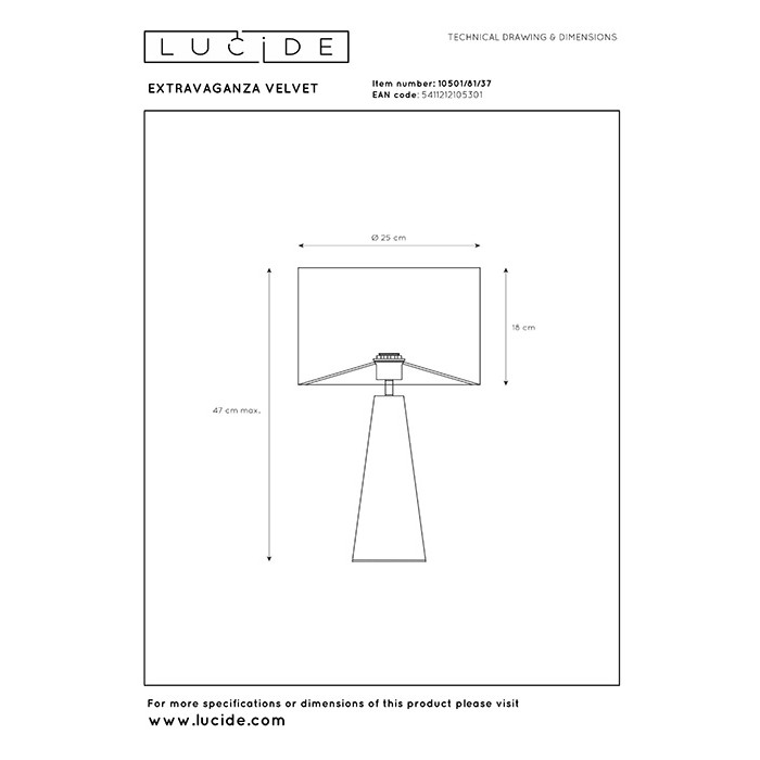 Настольная лампа Lucide 10501/81/37 Extravaganza velvet