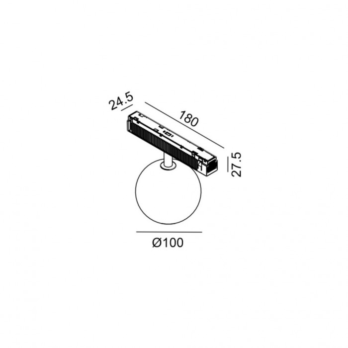 Светильник опаловый LTX IN_LINE SFERA, 2-х групповой, ON/OFF, D100mm, LED 5W, 3000К, опаловый/черный (06.1001.5.930.BK.2G)