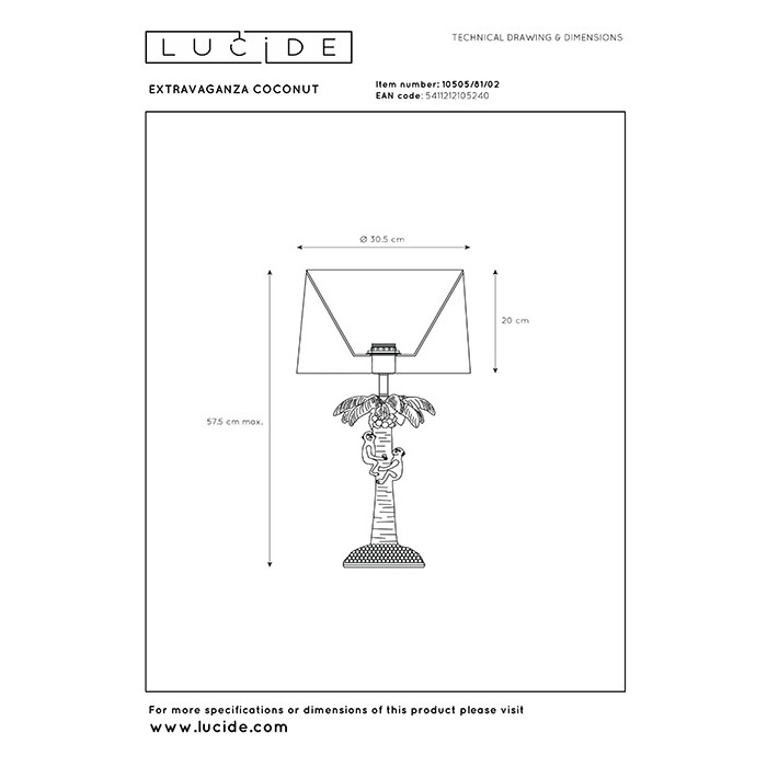 Настольная лампа Lucide 10505/81/02 Extravaganza coconut