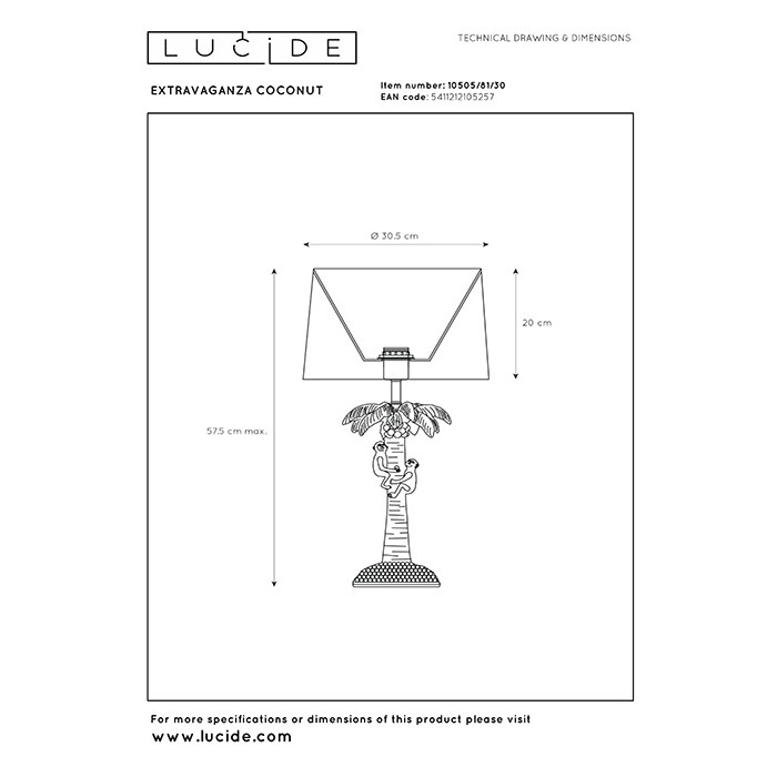 Настольная лампа Lucide 10505/81/30 Extravaganza coconut