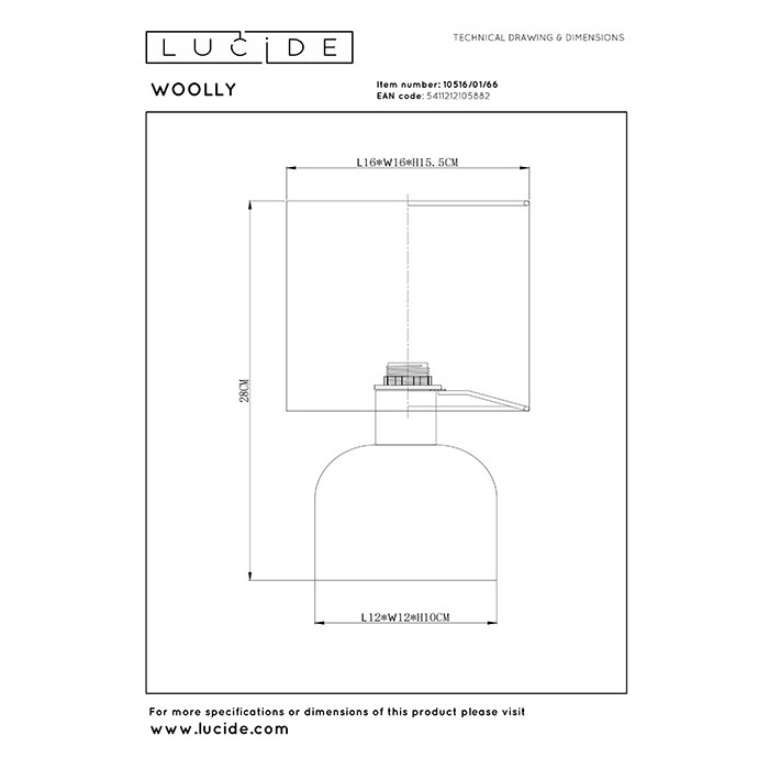 Настольная лампа Lucide 10516/01/66 Woolly