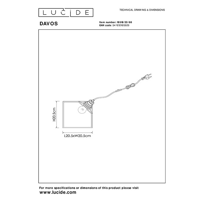 Настольная лампа Lucide 10518/20/60 Davos