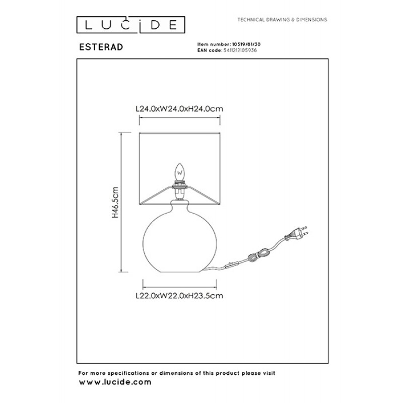 Настільна лампа Lucide 10519/81/30 Esterad