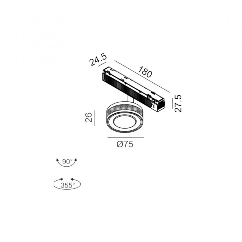 Світильник прожекторний LTX IN_LINE SOL MINI, DALI 4x, D75mm, H26mm, LED 6.3W, 4000K, латунь/чорний (06.7526.7.940.BRG/BK.DALI.4x)